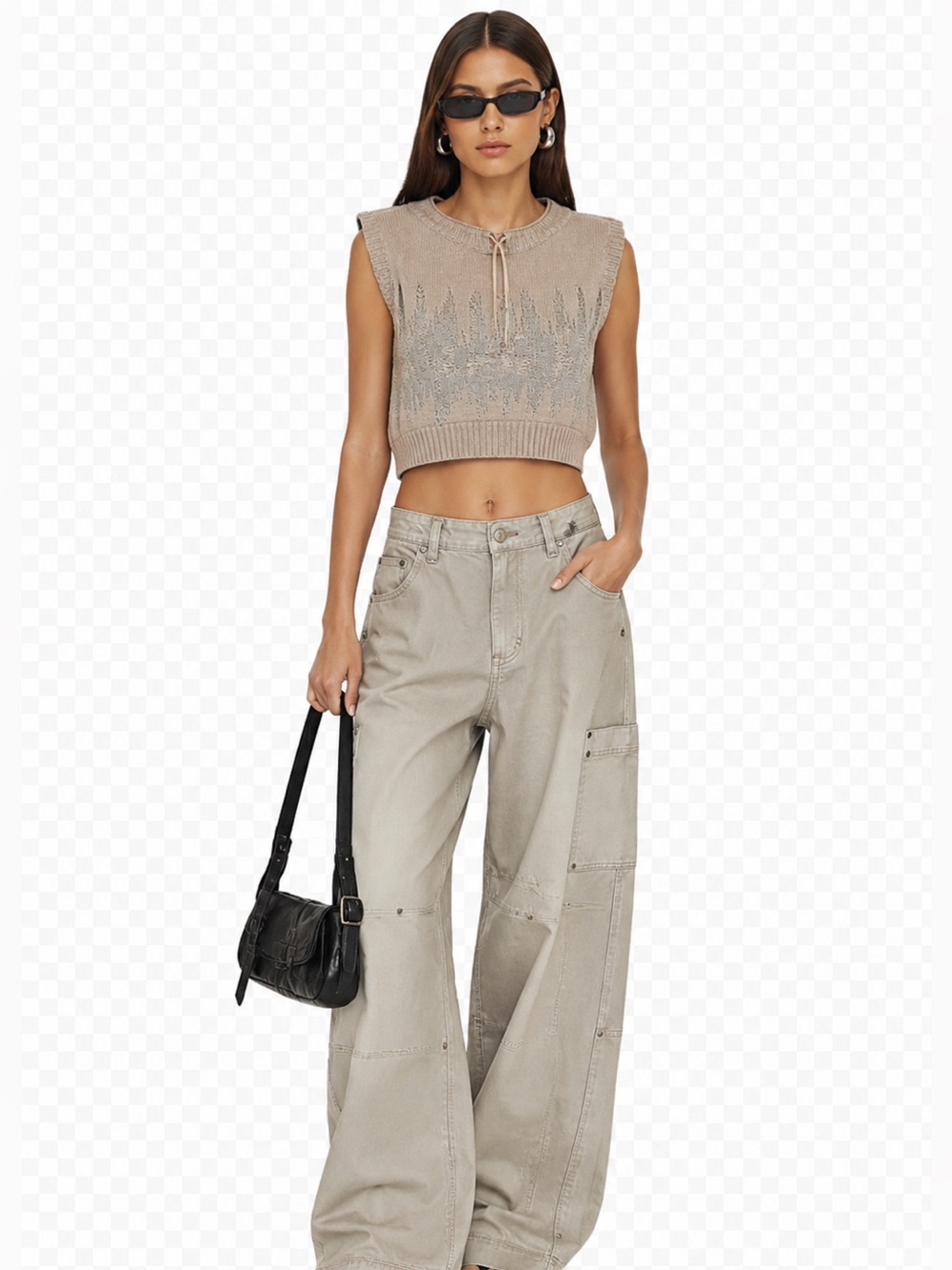 Maiyet Cropped Knit Sweater Top with Drawstring